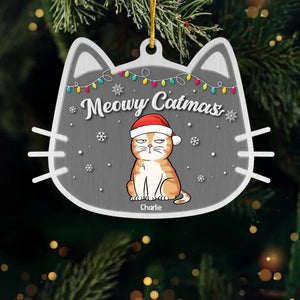 Purrfectly Festive And Full Of Cheer - Cat Personalized Custom Ornament - Metal Custom Shaped - Christmas Gift For Pet Owners, Pet Lovers