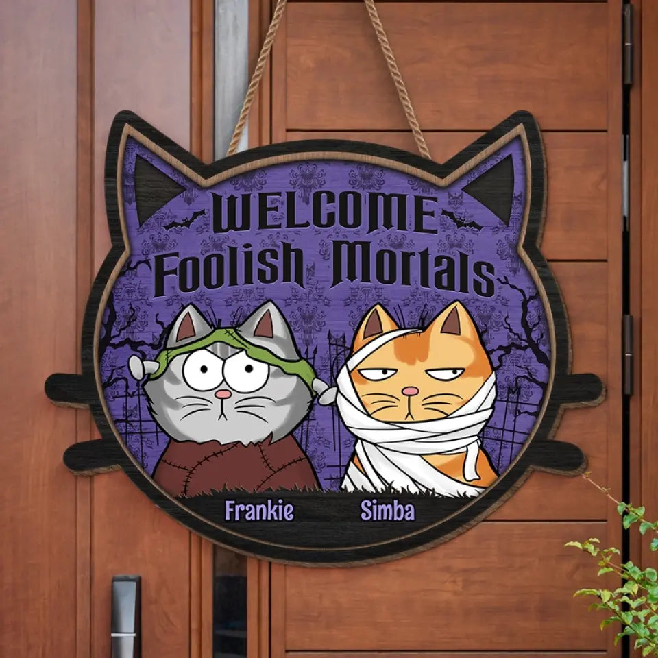 Feline The Halloween Spirit - Cat Personalized Custom Home Decor Wood Sign - Halloween Gift, House Warming Gift For Pet Owners, Pet Lovers