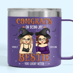 You Are My Favorite Witch - Bestie Personalized Custom 14oz Stainless Steel Tumbler With Handle - Halloween Gift For Best Friends, BFF, Sisters