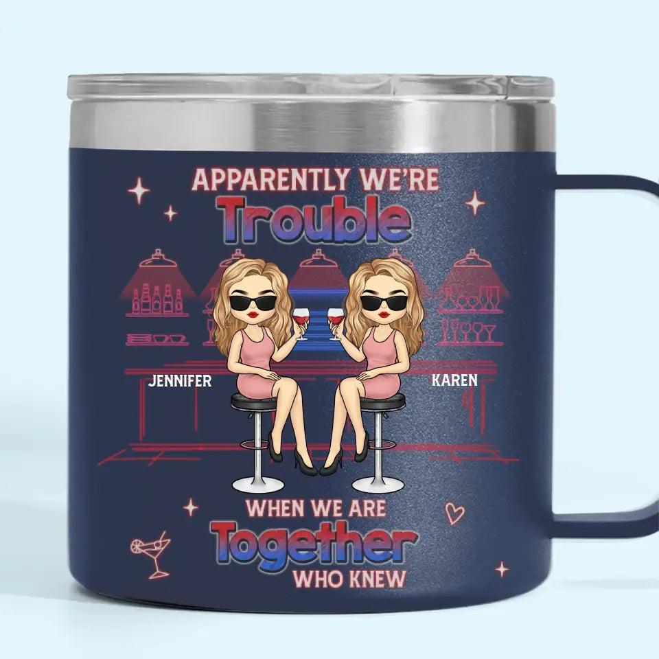 You're My Sister At Heart - Bestie Personalized Custom 14oz Stainless Steel Tumbler With Handle - Gift For Best Friends, BFF, Sisters