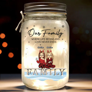 Family Is The True Gift Of Christmas - Family Personalized Custom Mason Jar Light - Christmas Gift For Family Members