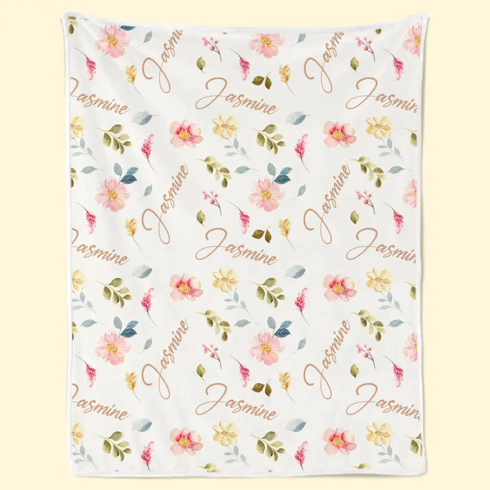 Baby Likes Flowers That Are Forever in Bloom - Family Personalized Custom Baby Blanket - Gift For Baby Kids, Newborn Baby