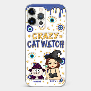 You Can't Scare Me I'm The Crazy Cat Witch - Cat Personalized Custom 3D Inflated Effect Printed Clear Phone Case - Halloween Gift For Pet Owners, Pet Lovers