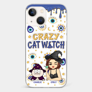 You Can't Scare Me I'm The Crazy Cat Witch - Cat Personalized Custom 3D Inflated Effect Printed Clear Phone Case - Halloween Gift For Pet Owners, Pet Lovers