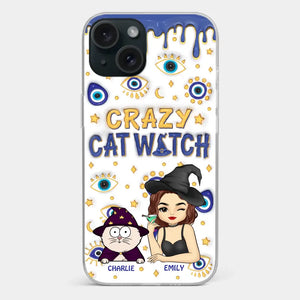 You Can't Scare Me I'm The Crazy Cat Witch - Cat Personalized Custom 3D Inflated Effect Printed Clear Phone Case - Halloween Gift For Pet Owners, Pet Lovers