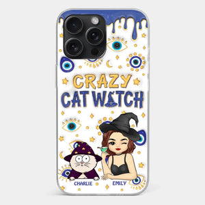 You Can't Scare Me I'm The Crazy Cat Witch - Cat Personalized Custom 3D Inflated Effect Printed Clear Phone Case - Halloween Gift For Pet Owners, Pet Lovers