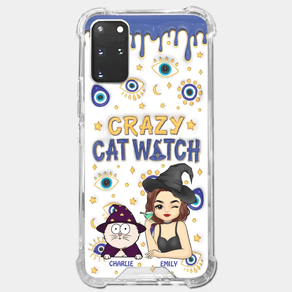 You Can't Scare Me I'm The Crazy Cat Witch - Cat Personalized Custom 3D Inflated Effect Printed Clear Phone Case - Halloween Gift For Pet Owners, Pet Lovers