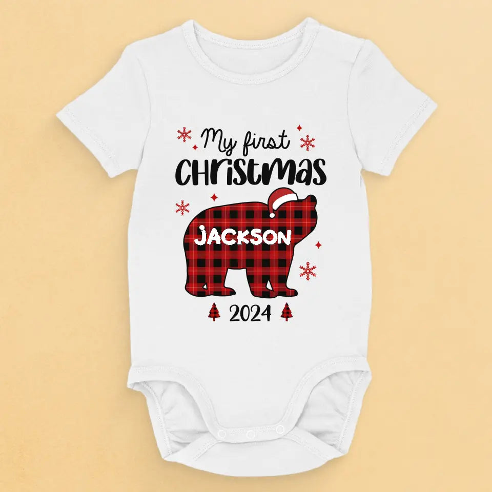 Our Pride And Christmas Joy - Family Personalized Custom Baby Onesie - Christmas Gift For Baby Kids, Newborn Baby