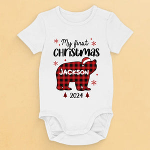 Our Pride And Christmas Joy - Family Personalized Custom Baby Onesie - Christmas Gift For Baby Kids, Newborn Baby