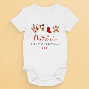 Celebrating Baby's First Christmas - Family Personalized Custom Baby Onesie - Christmas Gift For Baby Kids, Newborn Baby