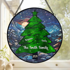 Merry Everything And Happy Always - Family Personalized Custom Stained Glass Window Hanging Suncatcher - Christmas Gift For Family Members