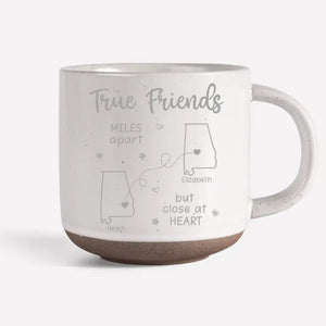 Friends Are Connected Heart By Heart - Bestie Personalized Custom Pottery Mug - Gift For Best Friends, BFF, Sisters