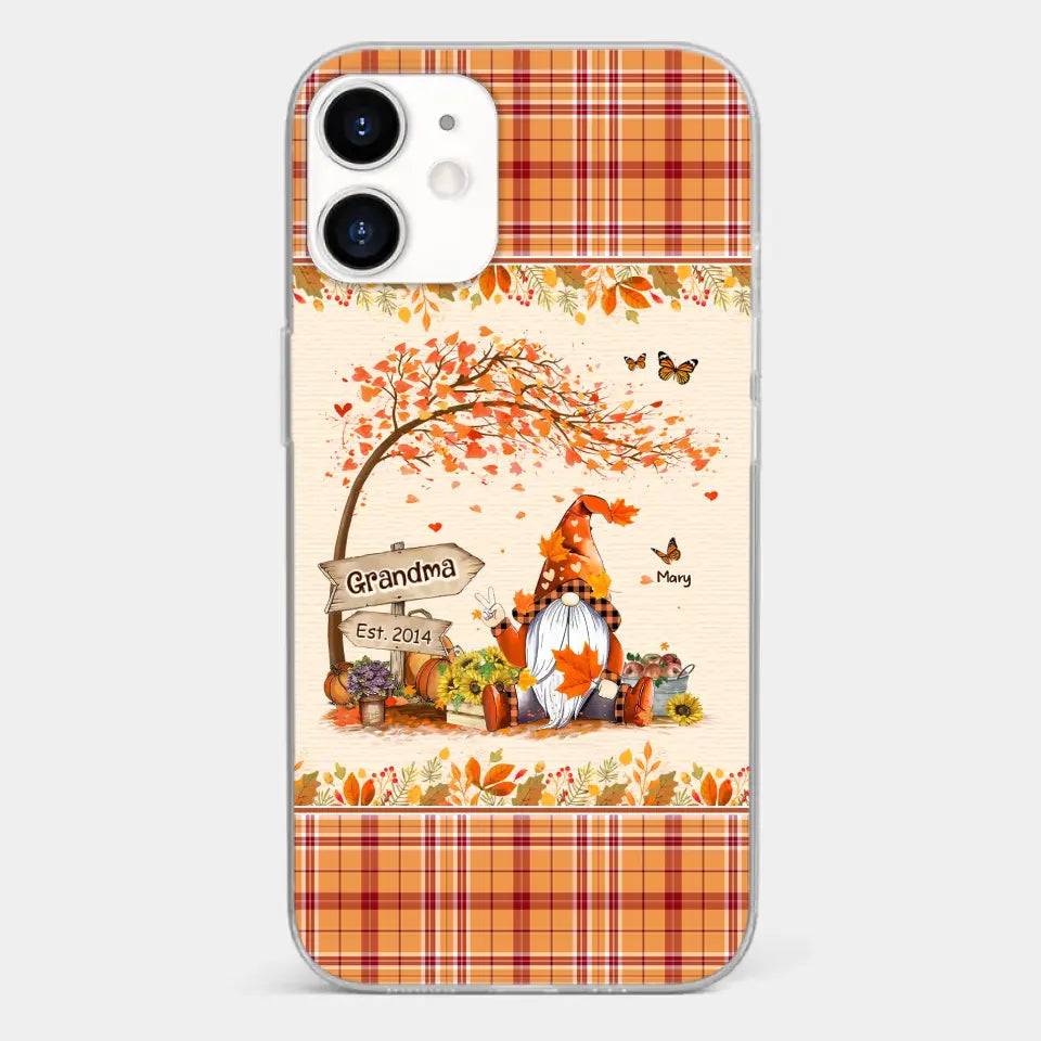 Oh My Gourd I Love Fall - Family Personalized Custom Clear Phone Case - Autumn Fall Gift For Grandma