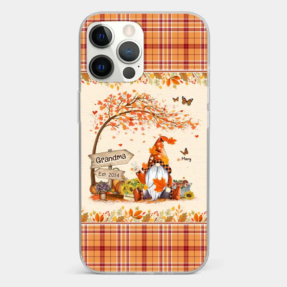 Oh My Gourd I Love Fall - Family Personalized Custom Clear Phone Case - Autumn Fall Gift For Grandma
