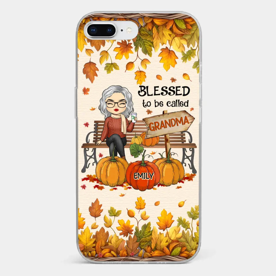 Grandma's Love Is The Heart Of Our Family - Family Personalized Custom Clear Phone Case - Autumn Fall Gift For Grandma