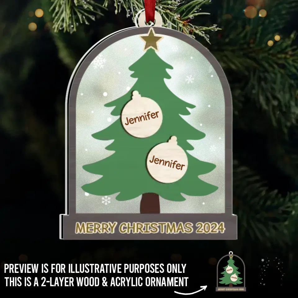 Christmas Is All About The Family! - Family Personalized Custom Wood & Acrylic Ornament - Christmas Gift For Family Members