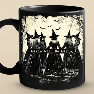 There's A Little Witch In All Of Us - Bestie Personalized Custom Black Mug - Halloween Gift For Best Friends, BFF, Sisters