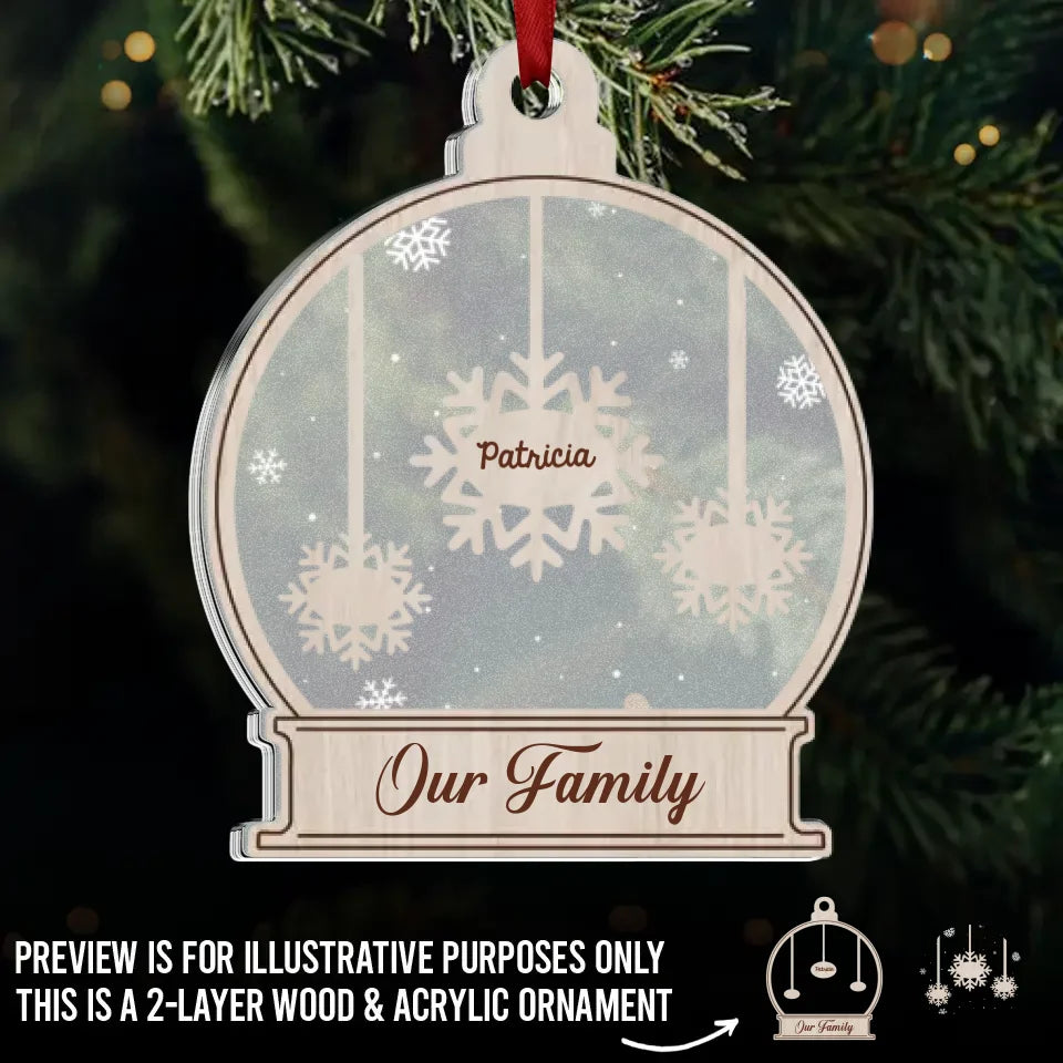 The World Changes When It Snows - Family Personalized Custom Wood & Acrylic Ornament - Christmas Gift For Family Members