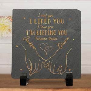 My Heart Is Perfect Because You Are Inside - Couple Personalized Custom Square Shaped Stone With Stand - Gift For Husband Wife, Anniversary