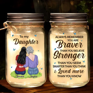 You Are Stronger Than You Seem - Family Personalized Custom Mason Jar Light - Gift For Mom, Daughter