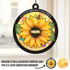 Motherhood All Love Begins And Ends There - Family Personalized Window Hanging Suncatcher - Mother's Day, Gift For Mom, Grandma