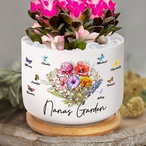 Grandma's Garden Where Love Grows - Personalized Custom Home Decor Ceramic Plant Pot - House Warming Gift For Mom, Grandma