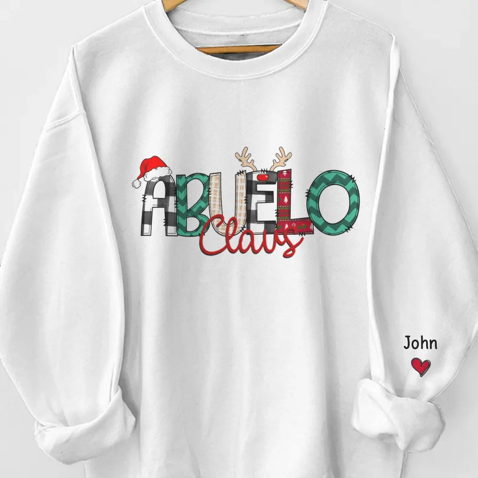 Dad Claus - Family Personalized Custom Unisex Sweatshirt With Design On Sleeve - Christmas Gift For Dad, Grandpa