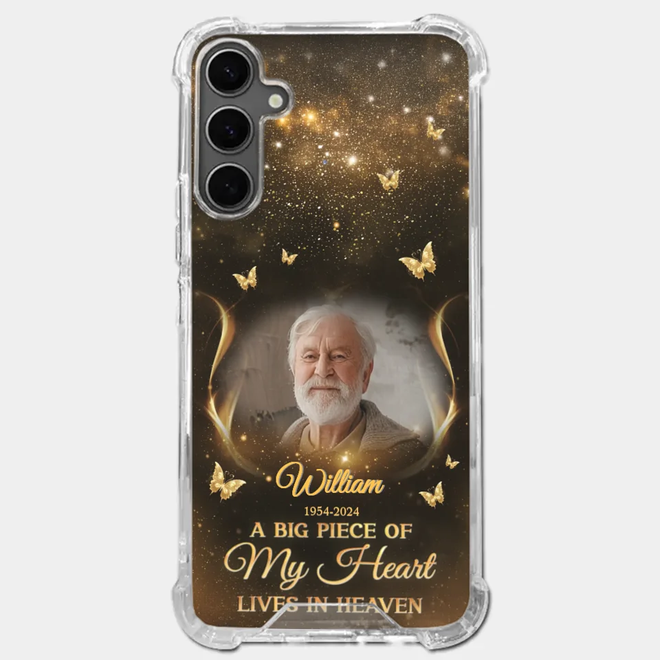 Custom Photo A Big Piece Of My Heart - Memorial Personalized Custom Clear Phone Case - Sympathy Gift For Family Members