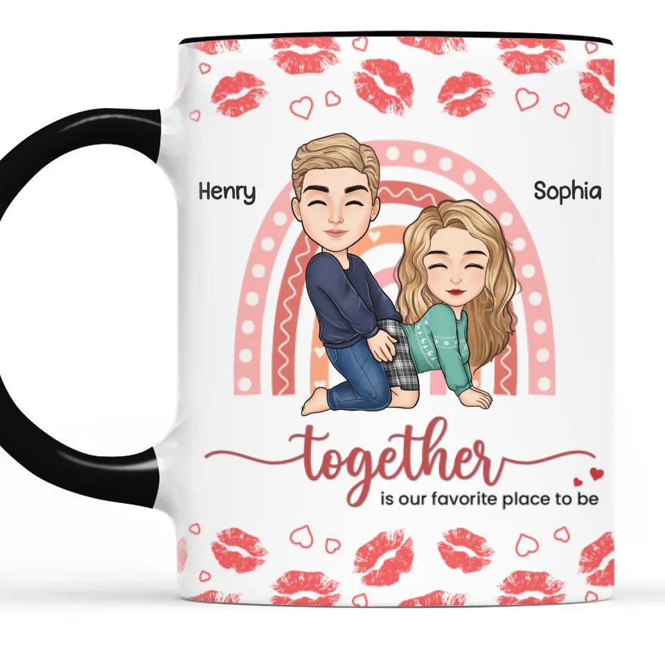 Together Is Our Favorite Place To Be -  Couple Personalized Custom Accent Mug - Christmas Gift For Husband Wife, Anniversary