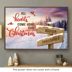 All Hearts Come Home For Christmas - Family Personalized Custom Horizontal Poster - Christmas Gift For Family Members