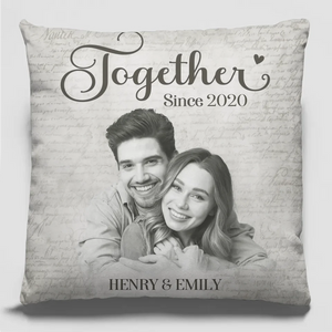 Custom Photo Love Begins And Ends With You - Couple Personalized Custom Pillow - Christmas Gift For Husband Wife, Anniversary