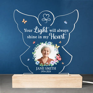 Custom Photo You’re In Our Hearts And Thoughts - Memorial Personalized Custom Shaped 3D LED Light - Sympathy Gift For Family Members