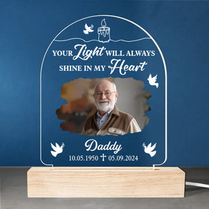 Custom Photo A Shining Soul That Will Never Be Forgotten - Memorial Personalized Custom Shaped 3D LED Light - Sympathy Gift For Family Members