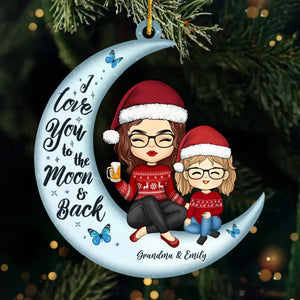 I Love You To The Moon And Back - Family Personalized Custom Ornament - Acrylic Custom Shaped - Christmas Gift For Family Members