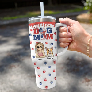 All You Need Is Love And A Pet - Dog & Cat Personalized Custom 3D Inflated Effect Printed 40 Oz Stainless Steel Tumbler With Handle - Gift For Pet Owners, Pet Lovers