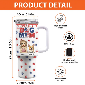 All You Need Is Love And A Pet - Dog & Cat Personalized Custom 3D Inflated Effect Printed 40 Oz Stainless Steel Tumbler With Handle - Gift For Pet Owners, Pet Lovers