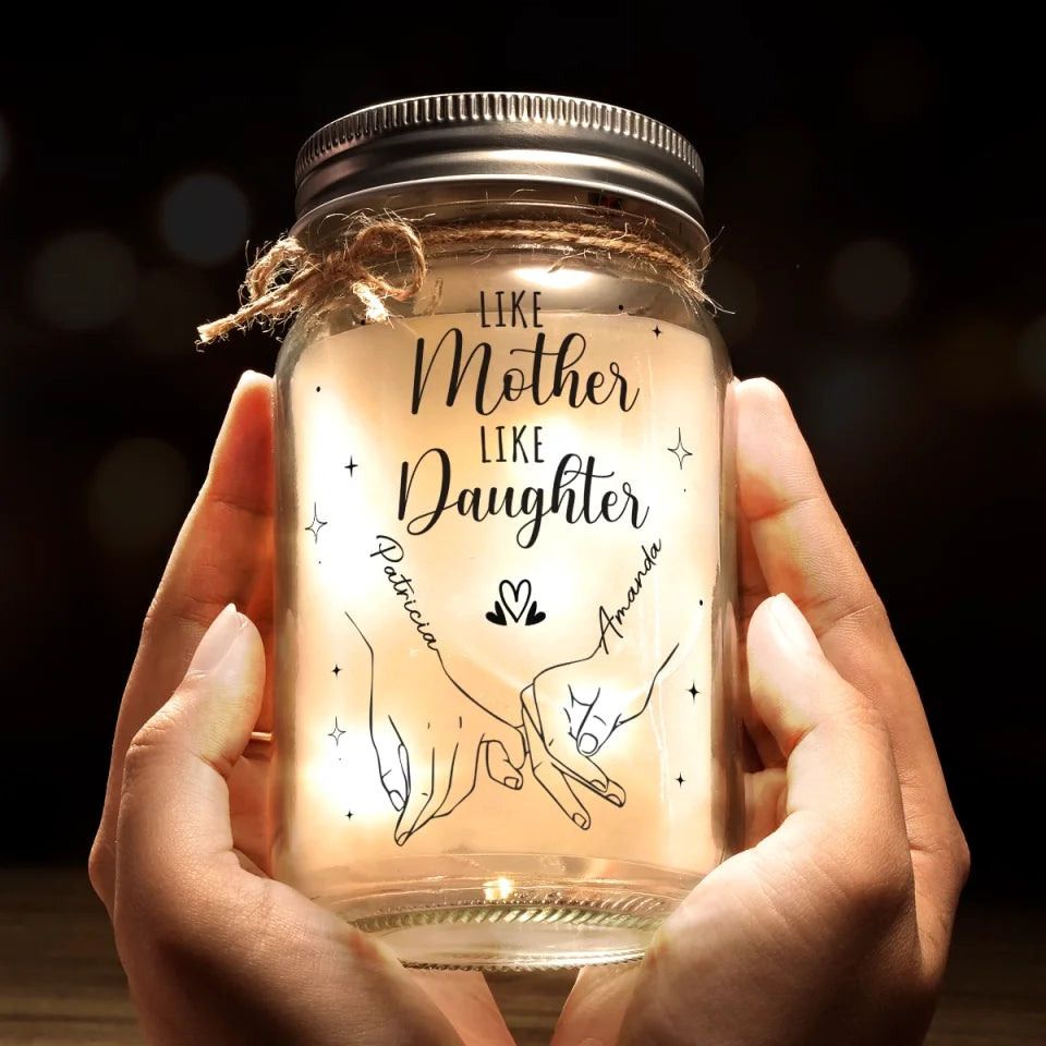 First My Mom Forever My Friend - Family Personalized Custom Mason Jar Light - Mother's Day, Gift For Grandma, Gift For Mom