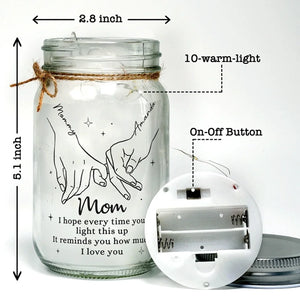 Thanks For Being The Light Of My Life - Family Personalized Custom Mason Jar Light - Mother's Day, Gift For Grandma, Gift For Mom