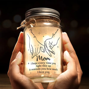 Thanks For Being The Light Of My Life - Family Personalized Custom Mason Jar Light - Mother's Day, Gift For Grandma, Gift For Mom