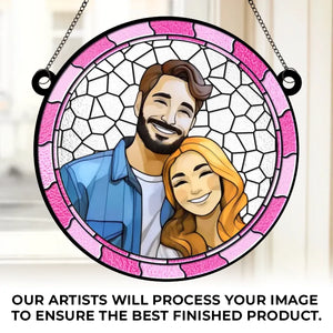 Custom Photo Forever With You - Couple Personalized Window Hanging Suncatcher Ornament - Gift For Husband Wife, Anniversary