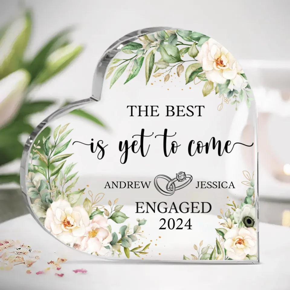 Engaged And In Love - Couple Personalized Custom Heart Shaped Acrylic Plaque - Gift For Husband Wife, Anniversary