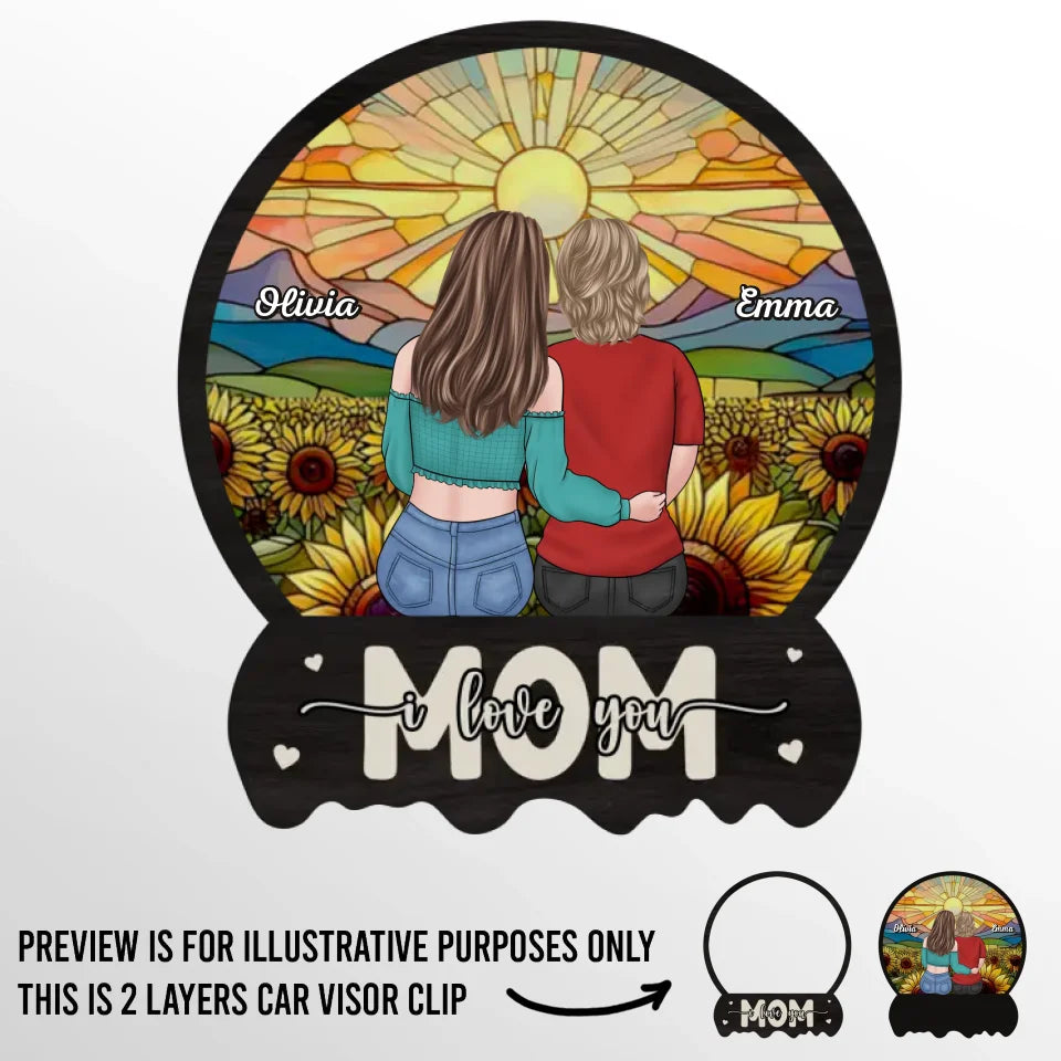 Moms Are A Daughter’s First Hero - Family Personalized Custom Car Visor Clip - Gift For Mom, Daughter