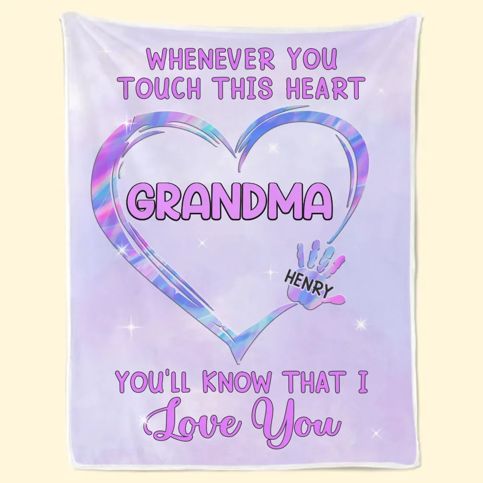 Whenever You Touch This Heart - Family Personalized Custom Blanket - Gift For Mom, Grandma