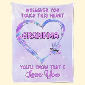 Whenever You Touch This Heart - Family Personalized Custom Blanket - Gift For Mom, Grandma