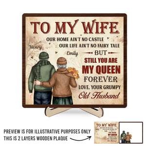 You Are My Queen Forever - Couple Personalized Custom 2-Layered Wooden Plaque With Stand - Gift For Husband Wife, Anniversary