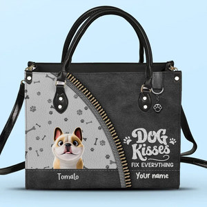 Love At First Wag - Dog Personalized Custom Leather Handbag - Gift For Pet Owners, Pet Lovers