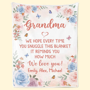 We Love You Grandma - Family Personalized Custom Blanket - Mother's Day, Gift For Mom, Grandma