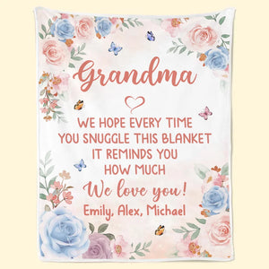 We Love You Grandma - Family Personalized Custom Blanket - Mother's Day, Gift For Mom, Grandma