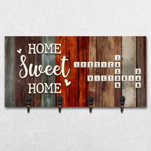 Home Is My Favorite Place - Family Personalized Custom Home Decor Key Hanger, Key Holder - House Warming Gift For Family Members