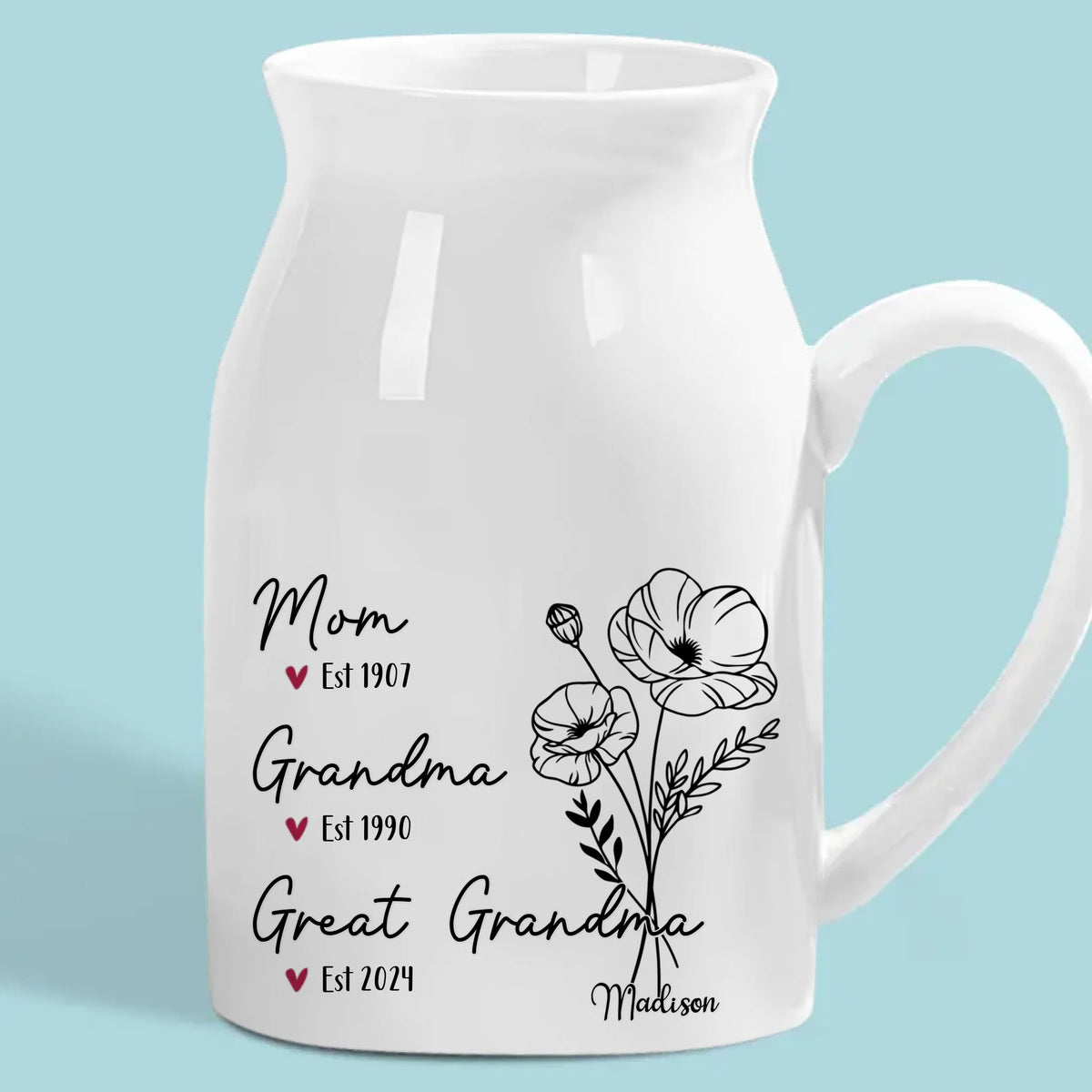 Every Bloom Whispers The Love Of A Grandmother’s Heart - Family Personalized Custom Home Decor Flower Vase - House Warming Gift For Mom, Grandma